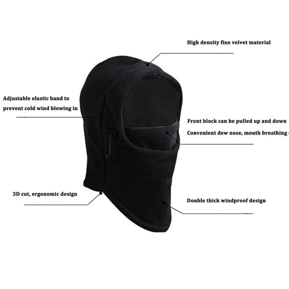 Kid's Winter Hat/Balaclava Ski Mask Windproof, Warm &Adjustable w/ Fleece Lining - Picture 3 of 6